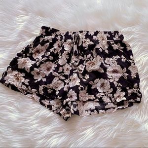 Black Summery Shorts With Pink Flowers 🌸